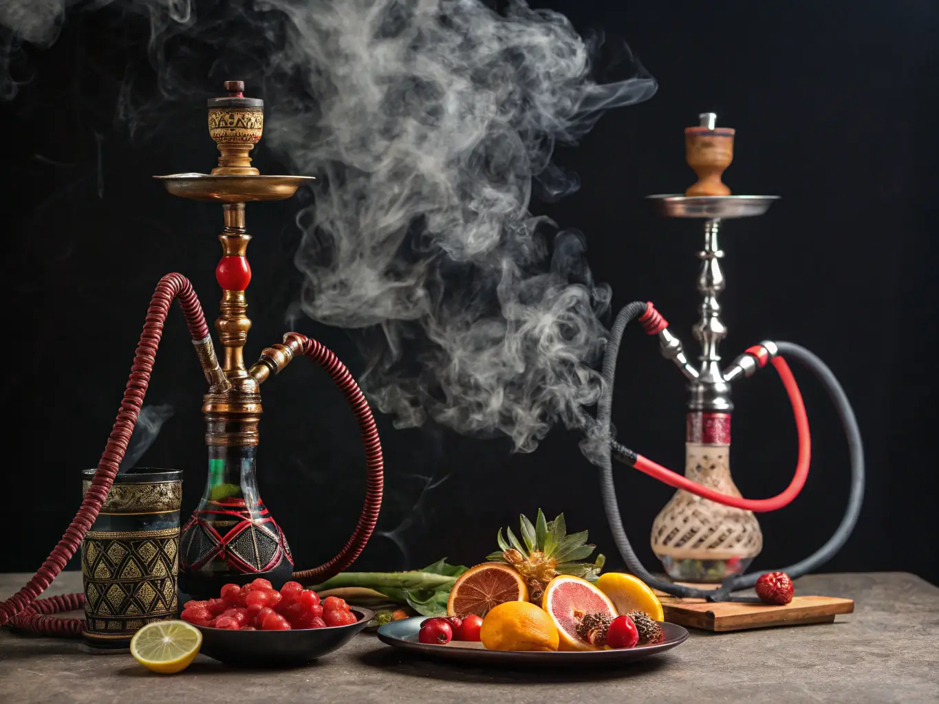 A close-up shot of a hookah being prepared with premium flavors, highlighting the quality and care taken in crafting each session.